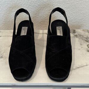 Andre Assous East Black Suede Slingback Wedge